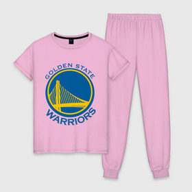 Женская пижама хлопок с принтом Golden state Warriors в городе Новоалтайск, 100% хлопок | брюки и футболка прямого кроя, без карманов, на брюках мягкая резинка на поясе и по низу штанин | basketball | golden state warriors | nba | баскетболл | лого баскетбольных клубов | нба