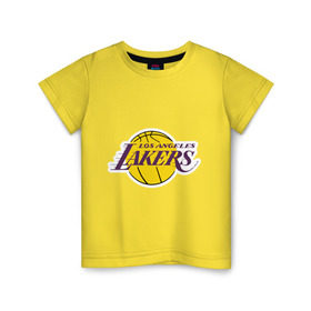 Детская футболка хлопок с принтом LA Lakers в городе Новоалтайск, 100% хлопок | круглый вырез горловины, полуприлегающий силуэт, длина до линии бедер | basketball | lakers | media | nba | toplanding | баскетболл | лейкерс | лого баскетбольных клубов | лос анджелес | нба