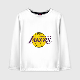 Детский лонгслив хлопок с принтом LA Lakers в городе Новоалтайск, 100% хлопок | круглый вырез горловины, полуприлегающий силуэт, длина до линии бедер | basketball | lakers | media | nba | toplanding | баскетболл | лейкерс | лого баскетбольных клубов | лос анджелес | нба