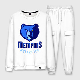 Мужской костюм хлопок с принтом Memphis в городе Новоалтайск, 100% хлопок | на свитшоте круглая горловина, мягкая резинка по низу. Брюки заужены к низу, на них два вида карманов: два “обычных” по бокам и два объемных, с клапанами, расположенные ниже линии бедра. Брюки с мягкой трикотажной резинкой на поясе и по низу штанин. В поясе для дополнительного комфорта — широкие завязки | basketball | nba | баскетболл | лого баскетбольных клубов | нба