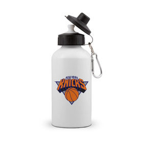 Бутылка спортивная с принтом NY Knicks в городе Новоалтайск, металл | емкость — 500 мл, в комплекте две пластиковые крышки и карабин для крепления | basketball | nba | баскетболл | лого баскетбольных клубов | нба | нью йорк