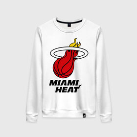 Женский свитшот хлопок с принтом Miami Heat-logo в городе Новоалтайск, 100% хлопок | прямой крой, круглый вырез, на манжетах и по низу широкая трикотажная резинка  | basketball | nba | баскетболл | лого баскетбольных клубов | майами | нба