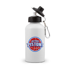 Бутылка спортивная с принтом Detroit Pistons - logo в городе Новоалтайск, металл | емкость — 500 мл, в комплекте две пластиковые крышки и карабин для крепления | basketball | nba | баскетболл | детроит | лого баскетбольных клубов | нба