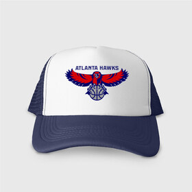 Кепка тракер с сеткой с принтом Atlanta Hawks - logo в городе Новоалтайск, трикотажное полотно; задняя часть — сетка | длинный козырек, универсальный размер, пластиковая застежка | 