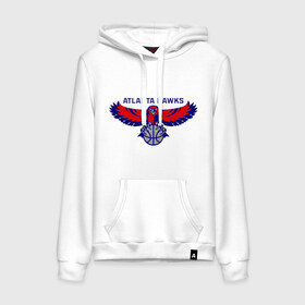 Женская толстовка хлопок с принтом Atlanta Hawks - logo в городе Новоалтайск, френч-терри, мягкий теплый начес внутри (100% хлопок) | карман-кенгуру, эластичные манжеты и нижняя кромка, капюшон с подкладом и шнурком | 