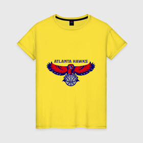 Женская футболка хлопок с принтом Atlanta Hawks - logo в городе Новоалтайск, 100% хлопок | прямой крой, круглый вырез горловины, длина до линии бедер, слегка спущенное плечо | 