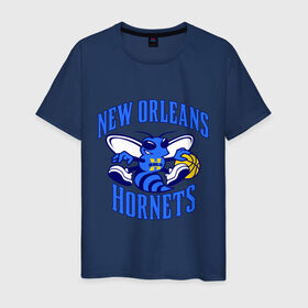 Мужская футболка хлопок с принтом New Orleans Hornets в городе Новоалтайск, 100% хлопок | прямой крой, круглый вырез горловины, длина до линии бедер, слегка спущенное плечо. | basketball | nba | баскетболл | лого баскетбольных клубов | нба | новый орлеан
