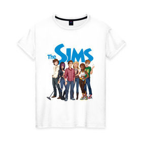 Женская футболка хлопок с принтом The Sims heroes в городе Новоалтайск, 100% хлопок | прямой крой, круглый вырез горловины, длина до линии бедер, слегка спущенное плечо | игры | компьютерные игры | симс | симы