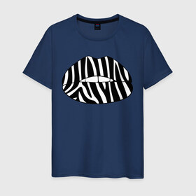 Мужская футболка хлопок с принтом Zebra lips в городе Новоалтайск, 100% хлопок | прямой крой, круглый вырез горловины, длина до линии бедер, слегка спущенное плечо. | lips | губы | зебра | поцелуй