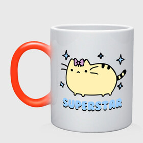 Кружка хамелеон с принтом Superstar cat в городе Новоалтайск, керамика | меняет цвет при нагревании, емкость 330 мл | super star | девушкам | для девушек | животные | кот | кошка | мило | супер звезда | суперзвезда