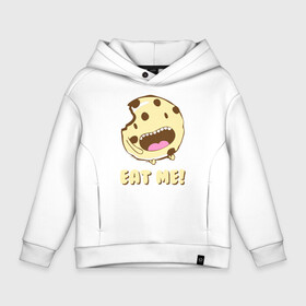 Детское худи Oversize хлопок с принтом Eat me Im Cake в городе Новоалтайск, френч-терри — 70% хлопок, 30% полиэстер. Мягкий теплый начес внутри —100% хлопок | боковые карманы, эластичные манжеты и нижняя кромка, капюшон на магнитной кнопке | Тематика изображения на принте: eat me | девушкам | для девушек | животные | мило | парные | пирожное | съешь меня