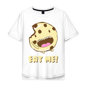 Мужская футболка хлопок Oversize с принтом Eat me! Im Cake! в городе Новоалтайск, 100% хлопок | свободный крой, круглый ворот, “спинка” длиннее передней части | eat me | девушкам | для девушек | животные | мило | парные | пирожное | съешь меня