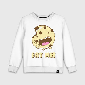 Детский свитшот хлопок с принтом Eat me! I`m Cake! в городе Новоалтайск, 100% хлопок | круглый вырез горловины, эластичные манжеты, пояс и воротник | Тематика изображения на принте: eat me | девушкам | для девушек | животные | мило | парные | пирожное | съешь меня