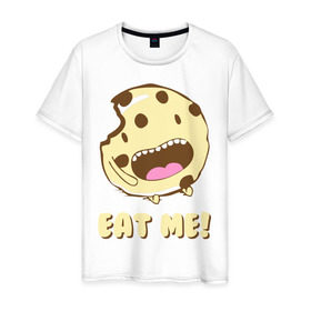 Мужская футболка хлопок с принтом Eat me! I`m Cake! в городе Новоалтайск, 100% хлопок | прямой крой, круглый вырез горловины, длина до линии бедер, слегка спущенное плечо. | eat me | девушкам | для девушек | животные | мило | парные | пирожное | съешь меня