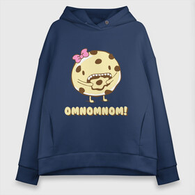 Женское худи Oversize хлопок с принтом Omnomnom! в городе Новоалтайск, френч-терри — 70% хлопок, 30% полиэстер. Мягкий теплый начес внутри —100% хлопок | боковые карманы, эластичные манжеты и нижняя кромка, капюшон на магнитной кнопке | omnomnom | девушкам | для девушек | животные | мило | парные | пирожное