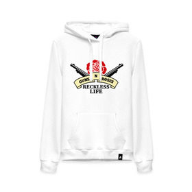 Женская толстовка хлопок с принтом GNR reckless life в городе Новоалтайск, френч-терри, мягкий теплый начес внутри (100% хлопок) | карман-кенгуру, эластичные манжеты и нижняя кромка, капюшон с подкладом и шнурком | guns and roses | guns n roses | rock | ганс н роуз | музыка | рок