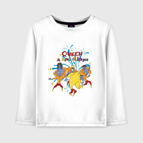 Детский лонгслив хлопок с принтом Queen A Kind of Magic в городе Новоалтайск, 100% хлопок | круглый вырез горловины, полуприлегающий силуэт, длина до линии бедер | freddie mercury | queen | классический рок | куин | рок группа | фредди меркьюри