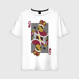 Женская футболка хлопок Oversize с принтом Queen playing card в городе Новоалтайск, 100% хлопок | свободный крой, круглый ворот, спущенный рукав, длина до линии бедер
 | freddie mercury | queen | классический рок | куин | рок группа | фредди меркьюри