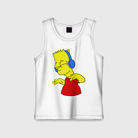 Детская майка хлопок с принтом Барт в наушниках в городе Новоалтайск,  |  | bart | bart simpson | simpsons | барт в наушниках | барт симпсон | голова барта | симпсоны | симсоны