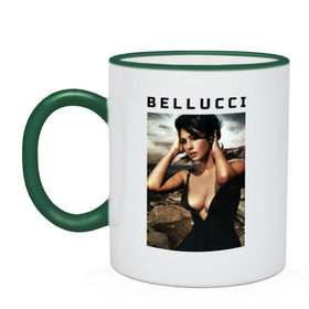 Кружка двухцветная с принтом Bellucci black dress в городе Новоалтайск, керамика | объем — 330 мл, диаметр — 80 мм. Цветная ручка и кайма сверху, в некоторых цветах — вся внутренняя часть | белуччи | знаменитости | маленькое черное платье | моника белучи