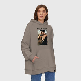 Худи SuperOversize хлопок с принтом Bellucci black dress в городе Новоалтайск, 70% хлопок, 30% полиэстер, мягкий начес внутри | карман-кенгуру, эластичная резинка на манжетах и по нижней кромке, двухслойный капюшон
 | белуччи | знаменитости | маленькое черное платье | моника белучи
