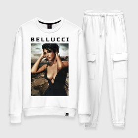 Женский костюм хлопок с принтом Bellucci black dress в городе Новоалтайск, 100% хлопок | на свитшоте круглая горловина, мягкая резинка по низу. Брюки заужены к низу, на них два вида карманов: два 