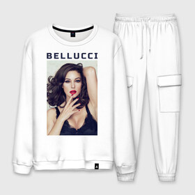 Мужской костюм хлопок с принтом Bellucci red lips в городе Новоалтайск, 100% хлопок | на свитшоте круглая горловина, мягкая резинка по низу. Брюки заужены к низу, на них два вида карманов: два “обычных” по бокам и два объемных, с клапанами, расположенные ниже линии бедра. Брюки с мягкой трикотажной резинкой на поясе и по низу штанин. В поясе для дополнительного комфорта — широкие завязки | bellucci | monica belucci | беллуччи | беллуччи с красной помадой | моника беллуччи