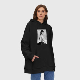 Худи SuperOversize хлопок с принтом Bellucci romantic в городе Новоалтайск, 70% хлопок, 30% полиэстер, мягкий начес внутри | карман-кенгуру, эластичная резинка на манжетах и по нижней кромке, двухслойный капюшон
 | bellucci | monica belucci | беллуччи | беллуччи на кровати | моника беллуччи | обнаженная belucci