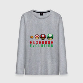 Мужской лонгслив хлопок с принтом Mario Mushroom Evolution в городе Новоалтайск, 100% хлопок |  | nintendo | марио | нинтендо