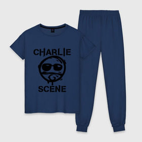 Женская пижама хлопок с принтом Charlie Scene (HU) в городе Новоалтайск, 100% хлопок | брюки и футболка прямого кроя, без карманов, на брюках мягкая резинка на поясе и по низу штанин | charlie | charlie scene | scene | панк | рок | чарли шин