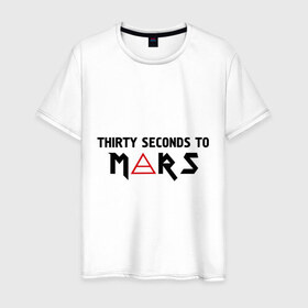 Мужская футболка хлопок с принтом 30 Seconds To Mars (30 секунд до марса) в городе Новоалтайск, 100% хлопок | прямой крой, круглый вырез горловины, длина до линии бедер, слегка спущенное плечо. | Тематика изображения на принте: 30 seconds | 30 seconds to mars | 30 секунд до марса | панк | рок | рок энд ролл