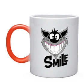 Кружка хамелеон с принтом Улыбка Smile в городе Новоалтайск, керамика | меняет цвет при нагревании, емкость 330 мл | Тематика изображения на принте: smile | волк | смайл | смайлик | улыбка