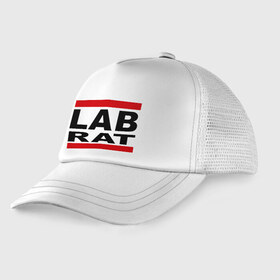 Детская кепка тракер с принтом Lab Rat в городе Новоалтайск, Козырек - 100% хлопок. Кепка - 100% полиэстер, Задняя часть - сетка | универсальный размер, пластиковая застёжка | banksy | бенкси | бэнкси | графити | граффити | стрит арт | стритарт