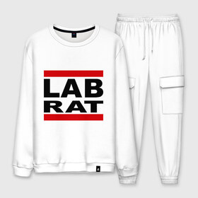 Мужской костюм хлопок с принтом Lab Rat в городе Новоалтайск, 100% хлопок | на свитшоте круглая горловина, мягкая резинка по низу. Брюки заужены к низу, на них два вида карманов: два “обычных” по бокам и два объемных, с клапанами, расположенные ниже линии бедра. Брюки с мягкой трикотажной резинкой на поясе и по низу штанин. В поясе для дополнительного комфорта — широкие завязки | banksy | бенкси | бэнкси | графити | граффити | стрит арт | стритарт