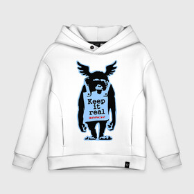 Детское худи Oversize хлопок с принтом Keep it real. Banksy в городе Новоалтайск, френч-терри — 70% хлопок, 30% полиэстер. Мягкий теплый начес внутри —100% хлопок | боковые карманы, эластичные манжеты и нижняя кромка, капюшон на магнитной кнопке | banksy | бенкси | бэнкси | графити | граффити | обезьяна | стрит арт | стритарт