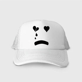 Кепка тракер с сеткой с принтом Sad smile в городе Новоалтайск, трикотажное полотно; задняя часть — сетка | длинный козырек, универсальный размер, пластиковая застежка | smile | грустный смайлик | сердце | смайл | смайлик