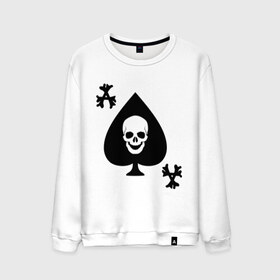 Мужской свитшот хлопок с принтом Skull card в городе Новоалтайск, 100% хлопок |  | карты | кости | пики | пиковый туз | череп | черепа