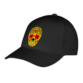 Бейсболка с принтом Flower Skull в городе Новоалтайск, 100% хлопок | классический козырек, металлическая застежка-регулятор размера | Тематика изображения на принте: skull | цветочный орнамент | цветы | череп | черепа