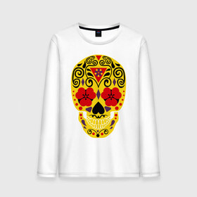 Мужской лонгслив хлопок с принтом Flower Skull в городе Новоалтайск, 100% хлопок |  | skull | цветочный орнамент | цветы | череп | черепа