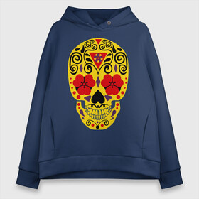 Женское худи Oversize хлопок с принтом Flower Skull в городе Новоалтайск, френч-терри — 70% хлопок, 30% полиэстер. Мягкий теплый начес внутри —100% хлопок | боковые карманы, эластичные манжеты и нижняя кромка, капюшон на магнитной кнопке | skull | цветочный орнамент | цветы | череп | черепа