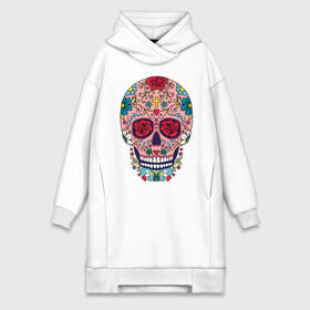 Платье-худи хлопок с принтом Oldschool skull в городе Новоалтайск,  |  | oldschool | skull | олд скул | олдскул | цветочный орнамент | цветы | череп | черепа
