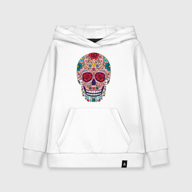 Детская толстовка хлопок с принтом Oldschool skull в городе Новоалтайск, 100% хлопок | Круглый горловой вырез, эластичные манжеты, пояс, капюшен | Тематика изображения на принте: oldschool | skull | олд скул | олдскул | цветочный орнамент | цветы | череп | черепа
