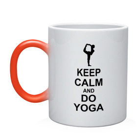 Кружка хамелеон с принтом Keep calm and do yoga. в городе Новоалтайск, керамика | меняет цвет при нагревании, емкость 330 мл | Тематика изображения на принте: йога | ом | спорт