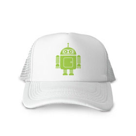 Кепка тракер с сеткой с принтом Android-bender. в городе Новоалтайск, трикотажное полотно; задняя часть — сетка | длинный козырек, универсальный размер, пластиковая застежка | админам | андроид | бендер | мультик | мультфильм | ос | робот | футурама