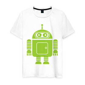 Мужская футболка хлопок с принтом Android-bender. в городе Новоалтайск, 100% хлопок | прямой крой, круглый вырез горловины, длина до линии бедер, слегка спущенное плечо. | админам | андроид | бендер | мультик | мультфильм | ос | робот | футурама