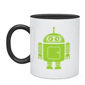 Кружка двухцветная с принтом Android-bender. в городе Новоалтайск, керамика | объем — 330 мл, диаметр — 80 мм. Цветная ручка и кайма сверху, в некоторых цветах — вся внутренняя часть | админам | андроид | бендер | мультик | мультфильм | ос | робот | футурама