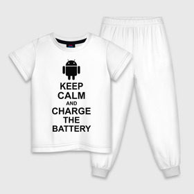 Детская пижама хлопок с принтом Keep calm and charge the battery (android) в городе Новоалтайск, 100% хлопок |  брюки и футболка прямого кроя, без карманов, на брюках мягкая резинка на поясе и по низу штанин
 | 