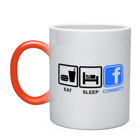 Кружка хамелеон с принтом Eat sleep facebook в городе Новоалтайск, керамика | меняет цвет при нагревании, емкость 330 мл | Тематика изображения на принте: eat | eat sleep facebook | facebook | sleep | еда | сон | фейсбук | фэйсбук