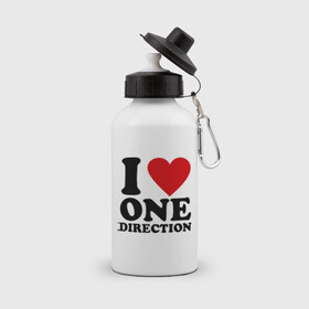 Бутылка спортивная с принтом I love one direction в городе Новоалтайск, металл | емкость — 500 мл, в комплекте две пластиковые крышки и карабин для крепления | 
