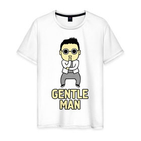 Мужская футболка хлопок с принтом Gentleman (джентльмен) в городе Новоалтайск, 100% хлопок | прямой крой, круглый вырез горловины, длина до линии бедер, слегка спущенное плечо. | Тематика изображения на принте: gentleman | psy | джентльмен | музыка | певец psy